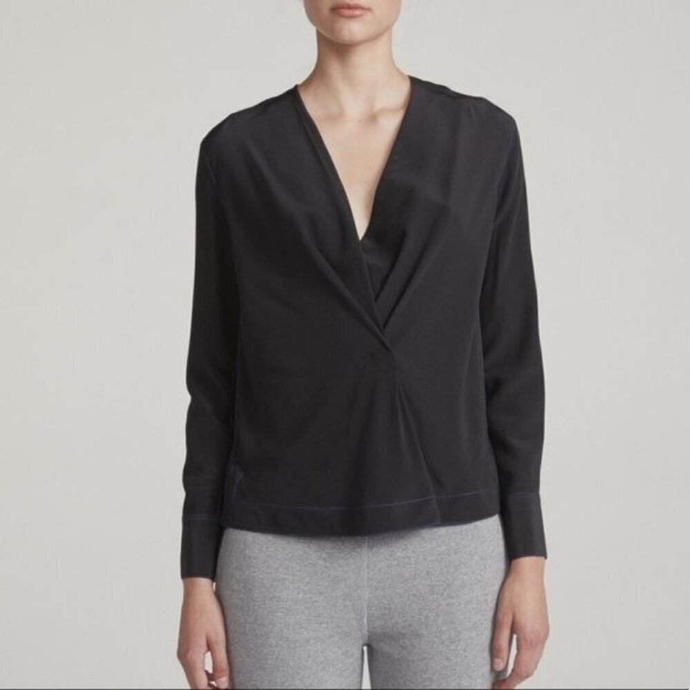 Rag & Bone Shields Silk Blouse Black Top XXS